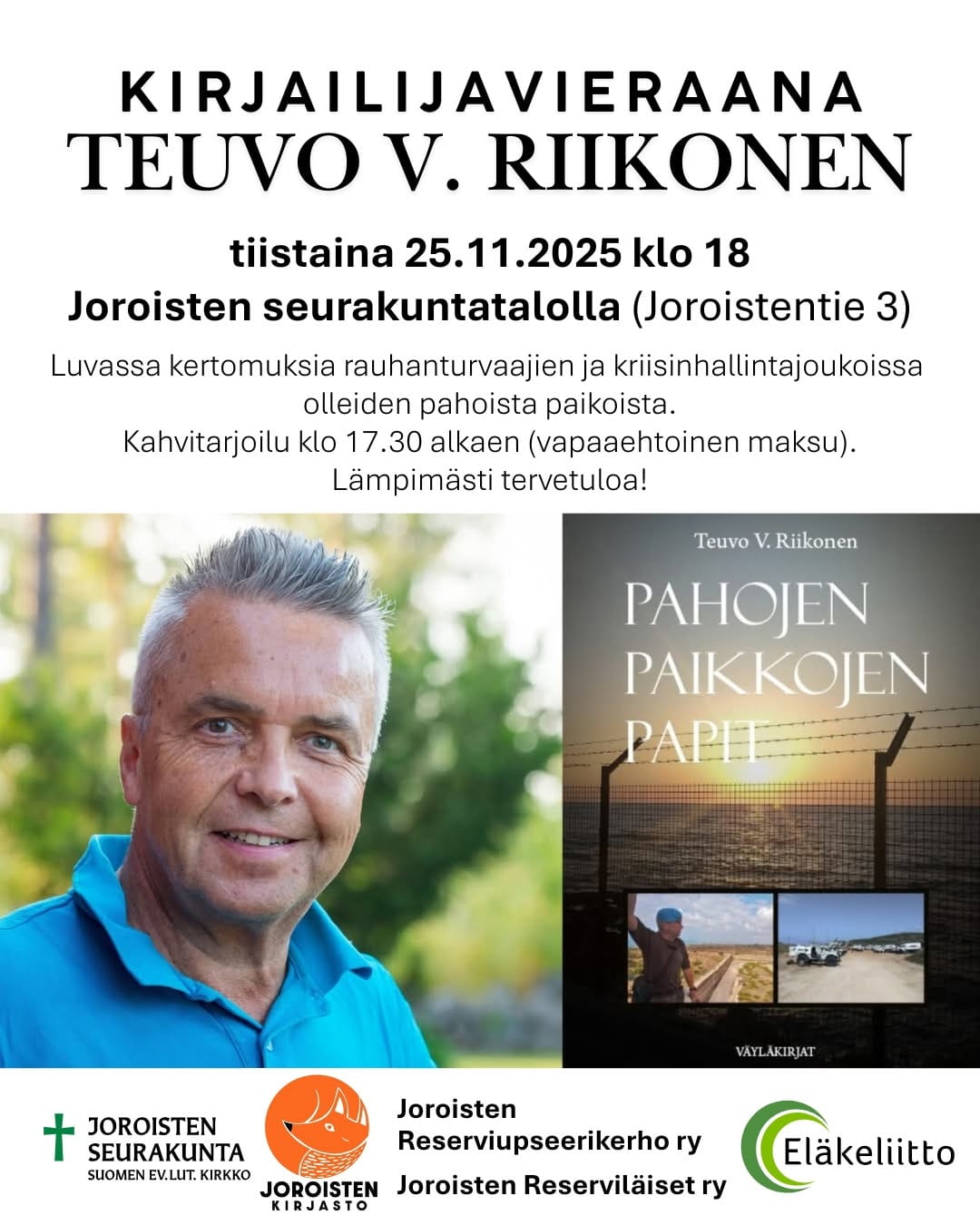 Kirjailija vierailu seurakuntatlolla